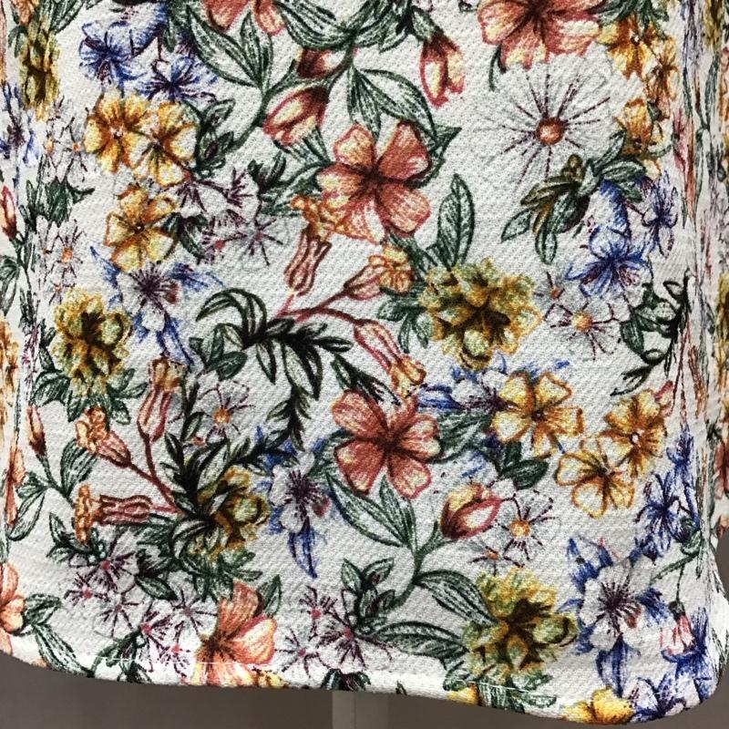 ザラベーシック ZARA BASIC ワンピース ひざ丈スカート 半袖ワンピース フレアスカート ひざ丈 フリル袖 XS プリント マルチカラー / マルチカラー /  レディース USED 古着 中古 10117977