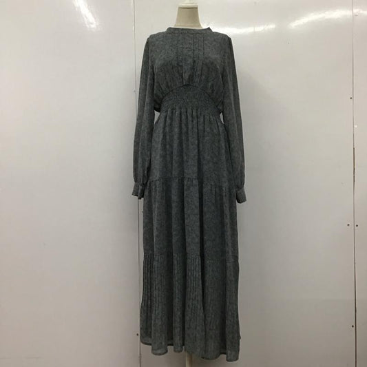 アルシーヴ archives ワンピース ロングスカート OP-1015 長袖 スタンドカラー 総柄 灰 / グレー /  レディース USED 古着 中古 10112587