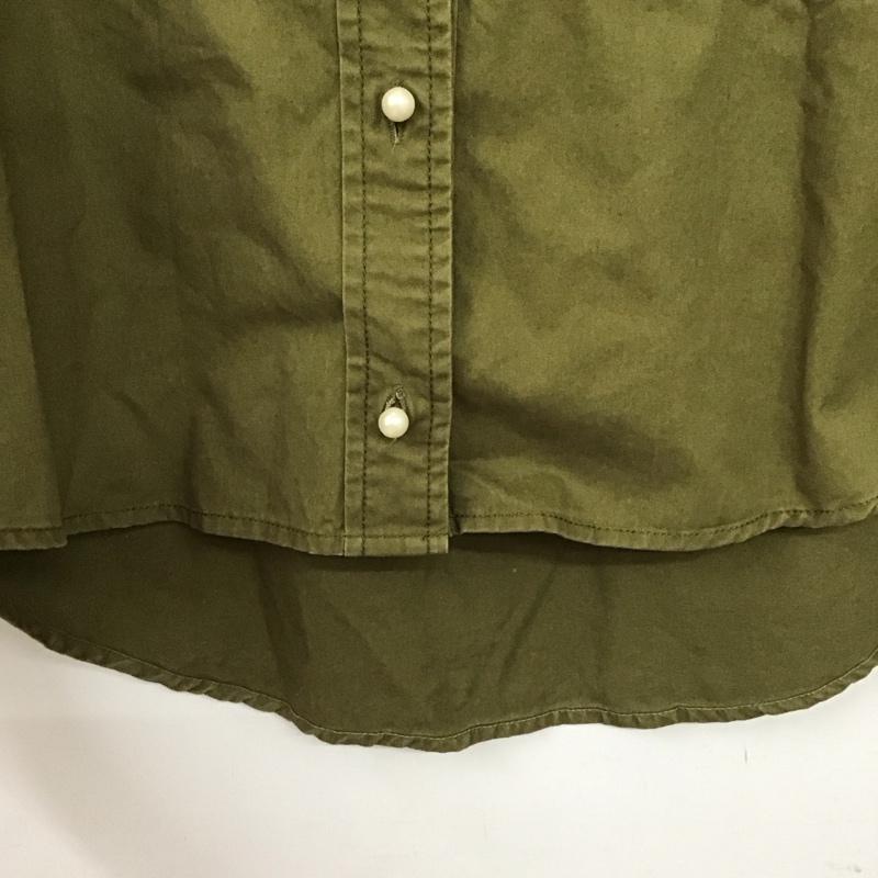 ブランク BLANK シャツ、ブラウス 長袖 長袖シャツ ノーカラーシャツ 前開きシャツ 38 無地 カーキ / カーキ /  レディース USED 古着 中古 10132936