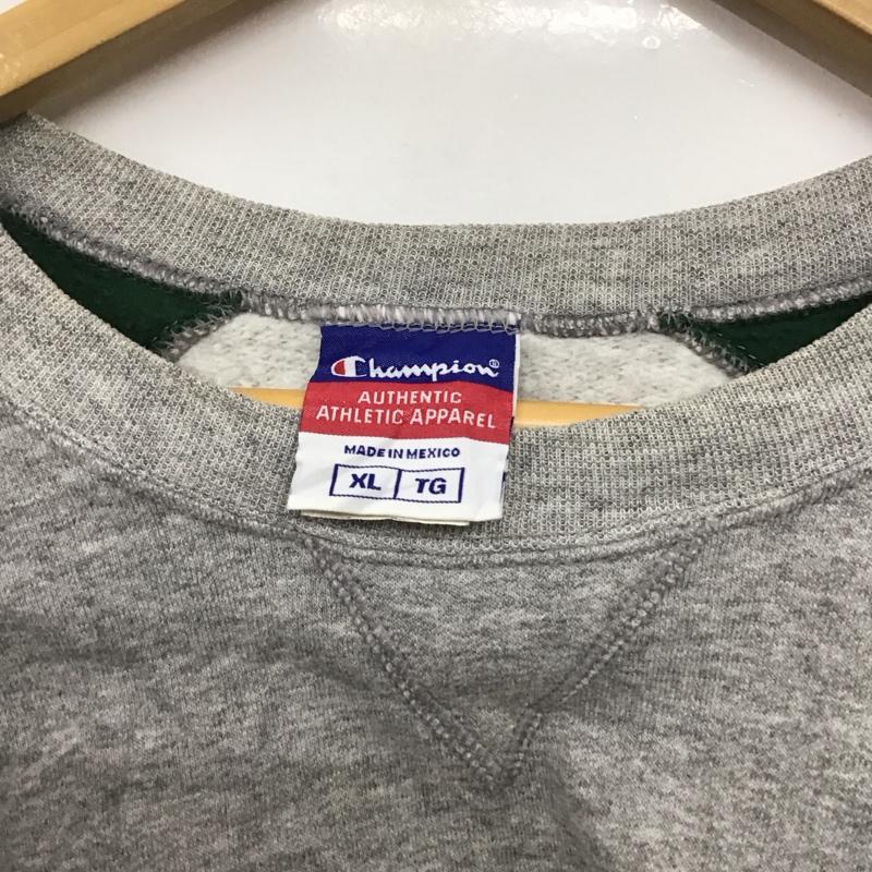 チャンピオン Champion トレーナー 長袖 長袖トレーナー スウェット クルーネック プルオーバー XL 無地 灰 / グレー / X 緑 / グリーン /  メンズ USED 古着 中古 10142949