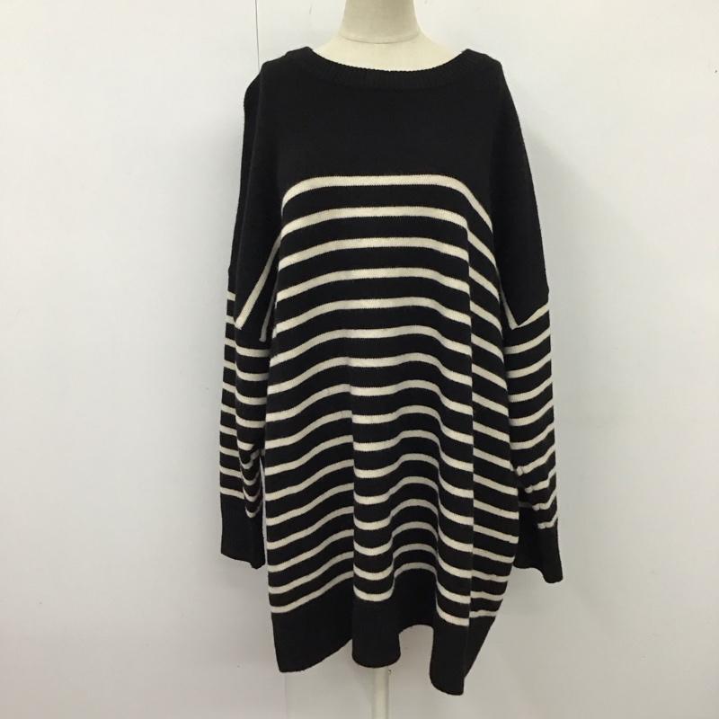 ザラ ZARA ニット、セーター 長袖 9667 125 105 クルーネック M ボーダー柄 黒 / ブラック / X 白 / ホワイト /  レディース USED 古着 中古 10121878