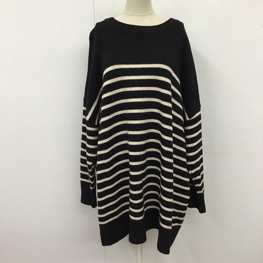 ザラ ZARA ニット、セーター 長袖 9667 125 105 クルーネック M ボーダー柄 黒 / ブラック / X 白 / ホワイト /  レディース USED 古着 中古 10121878
