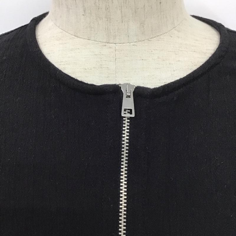 ザラメン ZARA MAN シャツ、ブラウス 長袖 ジップアップシャツジャケット ノーカラーシャツ カジュアルシャツ L 無地 黒 / ブラック /  メンズ USED 古着 中古 10110430