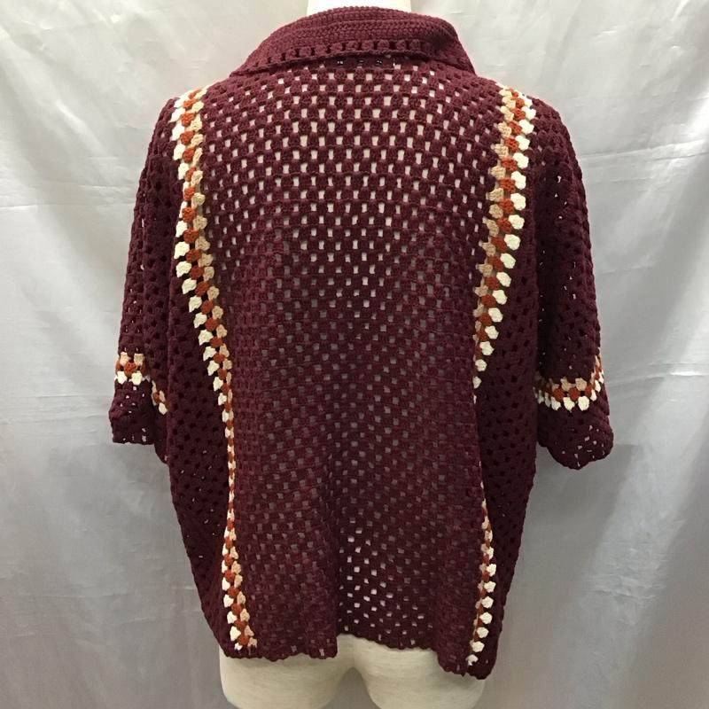 ジャーナルスタンダード レリューム JOURNAL STANDARD relume シャツ、ブラウス 半袖 22-080-464-9020-1-0 クロシェ編み 半袖ニットシャツLINE L  えんじ / ワインレッド /  メンズ USED 古着 中古 10121216