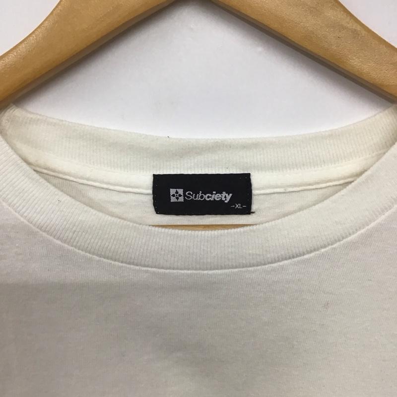 サブサエティ Subciety Tシャツ 半袖 半袖カットソー プリントTシャツ クルーネックカットソー XL ロゴ、文字 白 / ホワイト /  メンズ USED 古着 中古 10142889