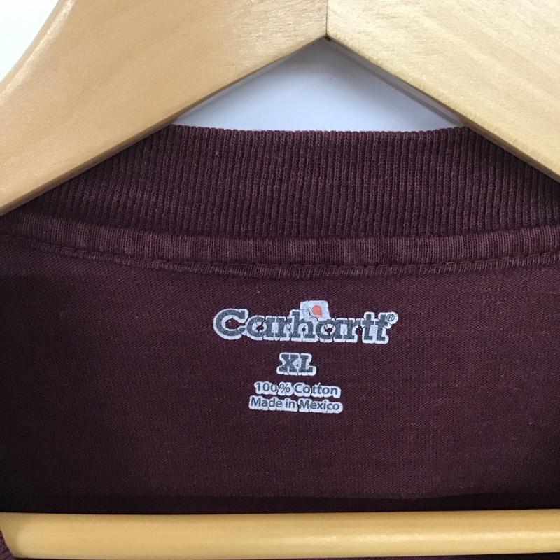 カーハート Carhartt Tシャツ 半袖 半袖カットソー ヘンリーネックTシャツ XL ロゴ、文字 マゼンタ / マゼンタ /  メンズ USED 古着 中古 10135465