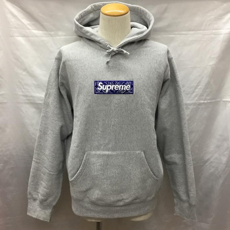 シュプリーム Supreme パーカー 長袖 2019AW BandanaBoxLogoHoodedSweatshirt 長袖パーカー M ロゴ、文字 灰 / グレー /  メンズ USED 古着 中古 10121678
