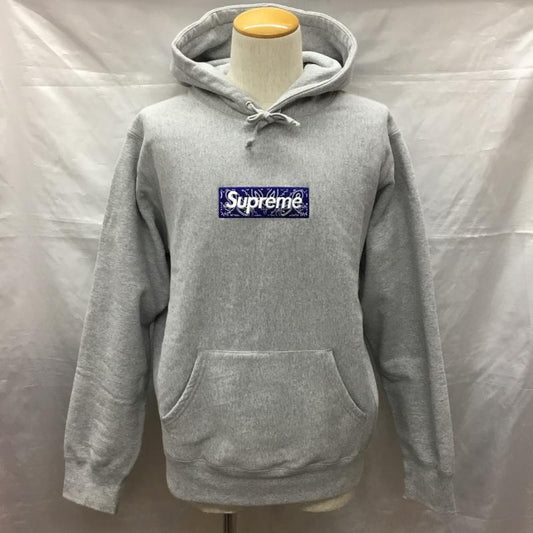 シュプリーム Supreme パーカー 長袖 2019AW BandanaBoxLogoHoodedSweatshirt 長袖パーカー M ロゴ、文字 灰 / グレー /  メンズ USED 古着 中古 10121678