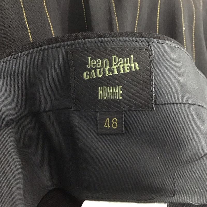 ジャンポールゴルチエ Jean Paul Gaultier パンツ スラックス スラックスパンツ ワイドパンツ センタータックパンツ ストレッチパンツ 48 ストライプ 黒 / ブラック /  メンズ USED 古着 中古 10142429