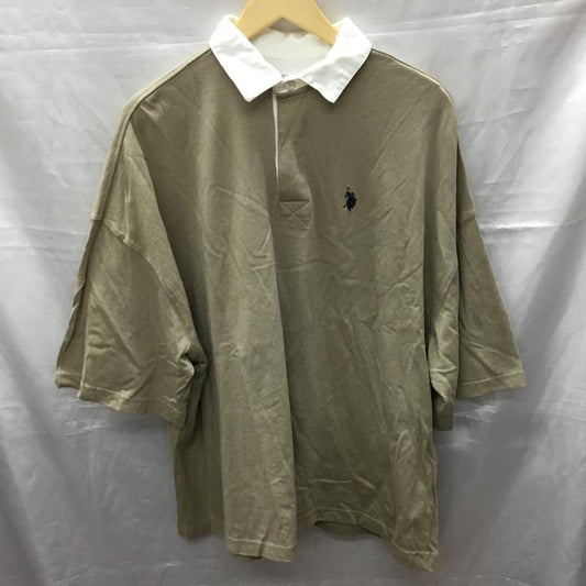 ユーエスポロアッスン U.S.POLO ASSN. ポロシャツ 半袖 PL12117FS ラガーシャツ L ワンポイント ベージュ / ベージュ /  メンズ USED 古着 中古 10117767