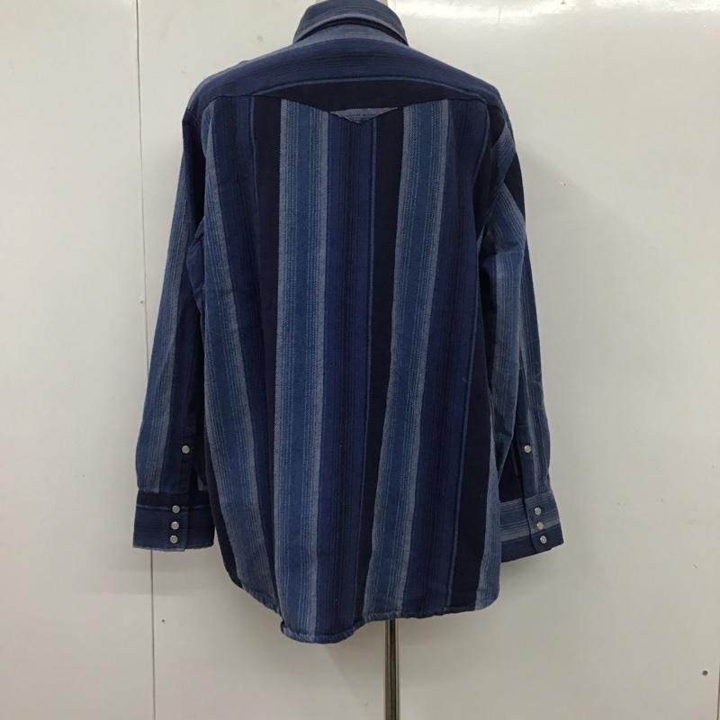 キイ KEY シャツ、ブラウス 長袖 長袖シャツ カラーシャツ カジュアルシャツ SADDLEKING ストライプシャツ ストライプ 青 / ブルー /  メンズ USED 古着 中古 10110724