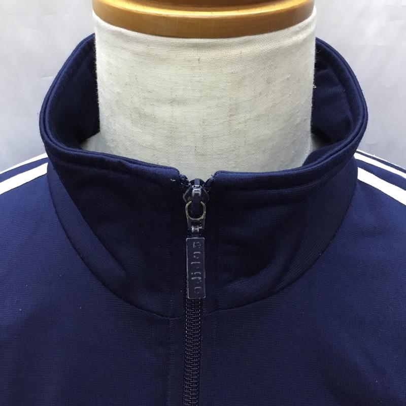 アディダス adidas ジャケット、上着 ジャケット、ブレザー トラックジャケット ジャージ M ロゴ、文字 紺 / ネイビー / X 白 / ホワイト /  メンズ USED 古着 中古 10111364