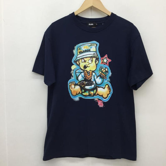 エクストララージ XLARGE Tシャツ 半袖 XLARGE×SHIRT KING PHADE XLARGE×SHIRT KING S/S TEE M プリント 紺 / ネイビー /  メンズ USED 古着 中古 10134507