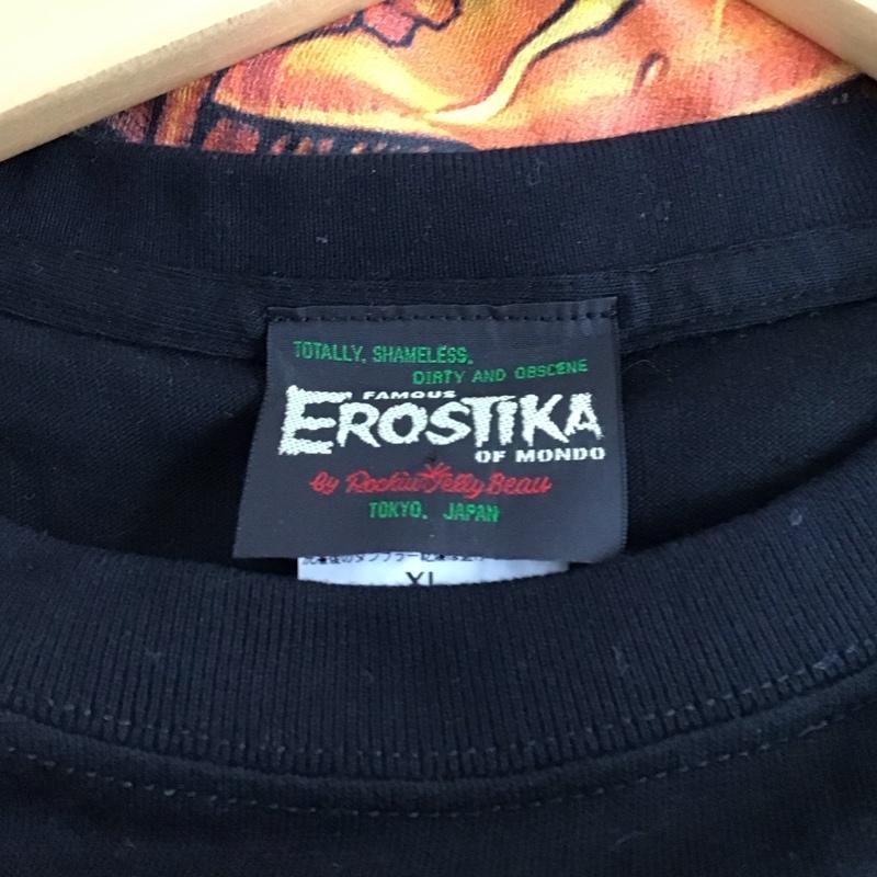 エロスティカ EROSTiKA Tシャツ 半袖 Devils Cat Fight バックプリント XL ロゴ、文字 黒 / ブラック /  メンズ USED 古着 中古 10123398