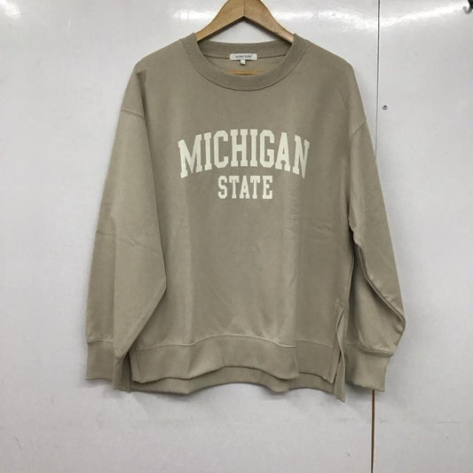 グローバルワーク GLOBAL WORK トレーナー 長袖 L ロゴ、文字 X プリント ベージュ / ベージュ /  レディース USED 古着 中古 10142293