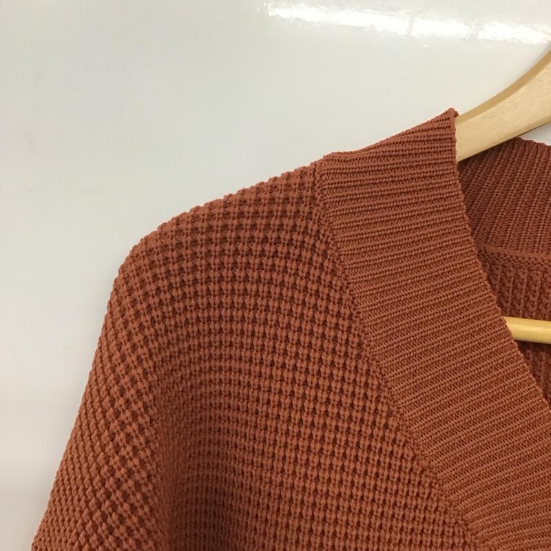 ジャバ Java カーディガン 長袖 長袖ニットカーディガン 前ボタン ノーカラー L 無地 橙 / オレンジ /  レディース USED 古着 中古 10142650