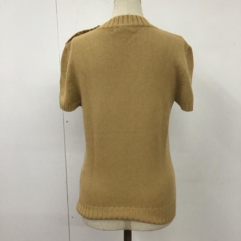 バーバリーブルーレーベル BURBERRY BLUE LABEL ニット、セーター 半袖 半袖ニットカットソー クルーネックカットソー 半袖セーター M プリント 茶 / ブラウン /  レディース USED 古着 中古 10113814