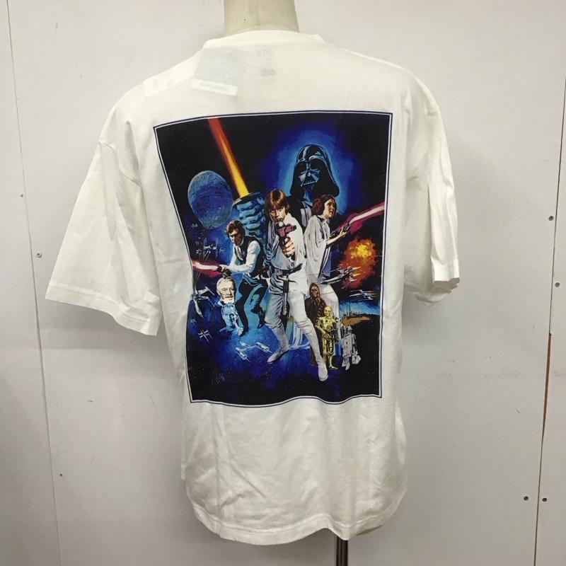 ユニクロ UNIQLO Tシャツ 半袖 341-473124 プリントTシャツ 半袖カットソー クルーネックカットソー XL ロゴ、文字 白 / ホワイト /  メンズ USED 古着 中古 10126530