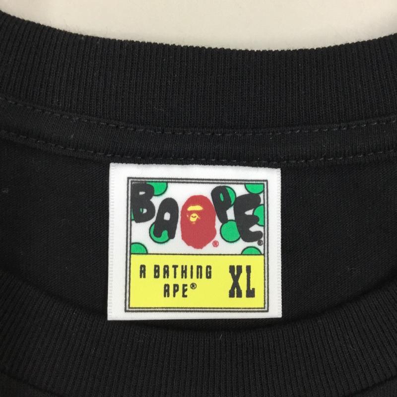 アベイシングエイプ A BATHING APE Tシャツ 半袖 半袖カットソー プリントTシャツ クルーネックカットソー XL プリント 黒 / ブラック /  メンズ USED 古着 中古 10117531