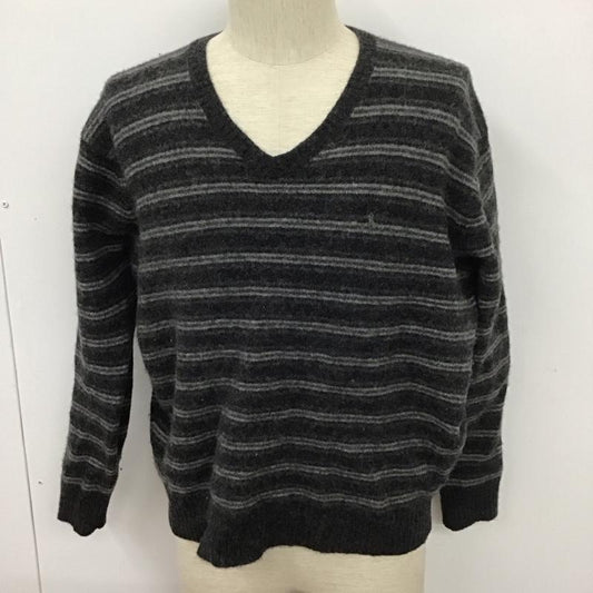 ポロバイラルフローレン Polo by RALPH LAUREN ニット、セーター 長袖 長袖ニットカットソー ニット セーター Vネックニット XL ボーダー柄 灰 / グレー /  メンズ USED 古着 中古 10110870