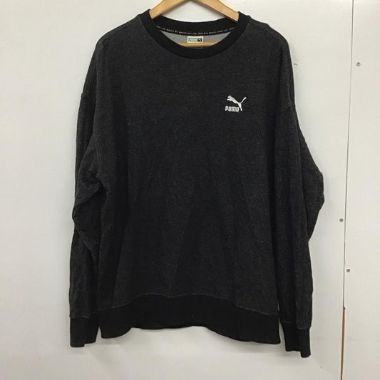 プーマ PUMA トレーナー 長袖 長袖トレーナー スウェット クルーネック プルオーバー L ロゴ、文字 黒 / ブラック /  メンズ USED 古着 中古 10134564