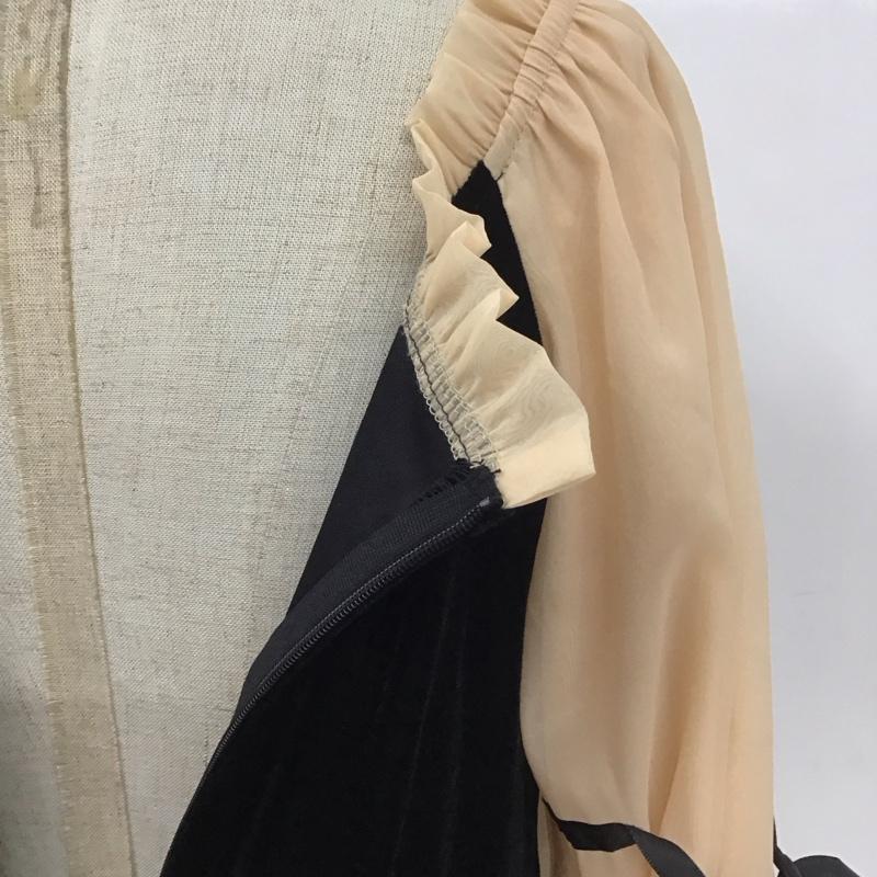 エミプラス emi+ ワンピース ロングスカート 配色ドッキングロングワンピース 長袖 M 無地 黒 / ブラック / X ベージュ / ベージュ /  レディース USED 古着 中古 10112043