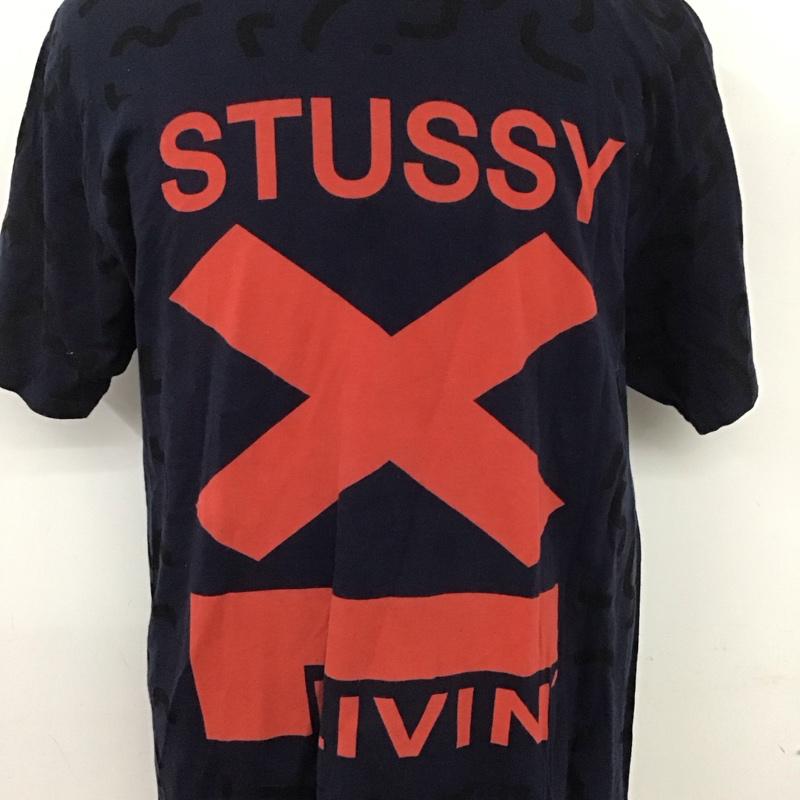 ステューシー STUSSY Tシャツ 半袖 半袖カットソー プリントTシャツ クルーネックカットソー L プリント 紺 / ネイビー /  メンズ USED 古着 中古 10125747