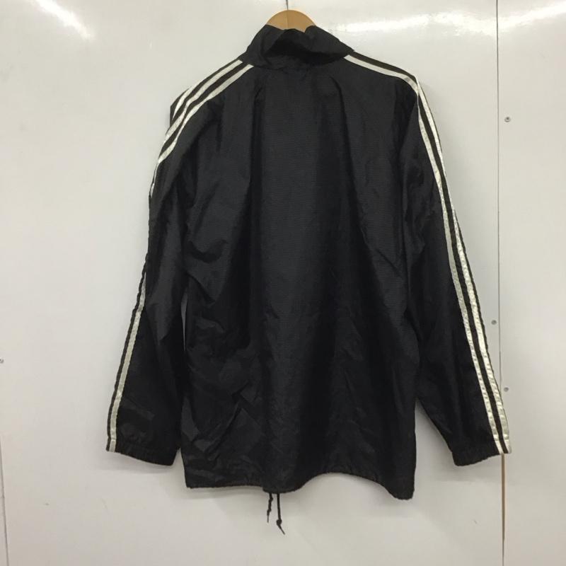 アディダス adidas ジャケット、上着 ジャンパー、ブルゾン ジップアップジャケット ナイロンジャケット アウター 古着 L ロゴ、文字 黒 / ブラック /  メンズ USED 古着 中古 10138882