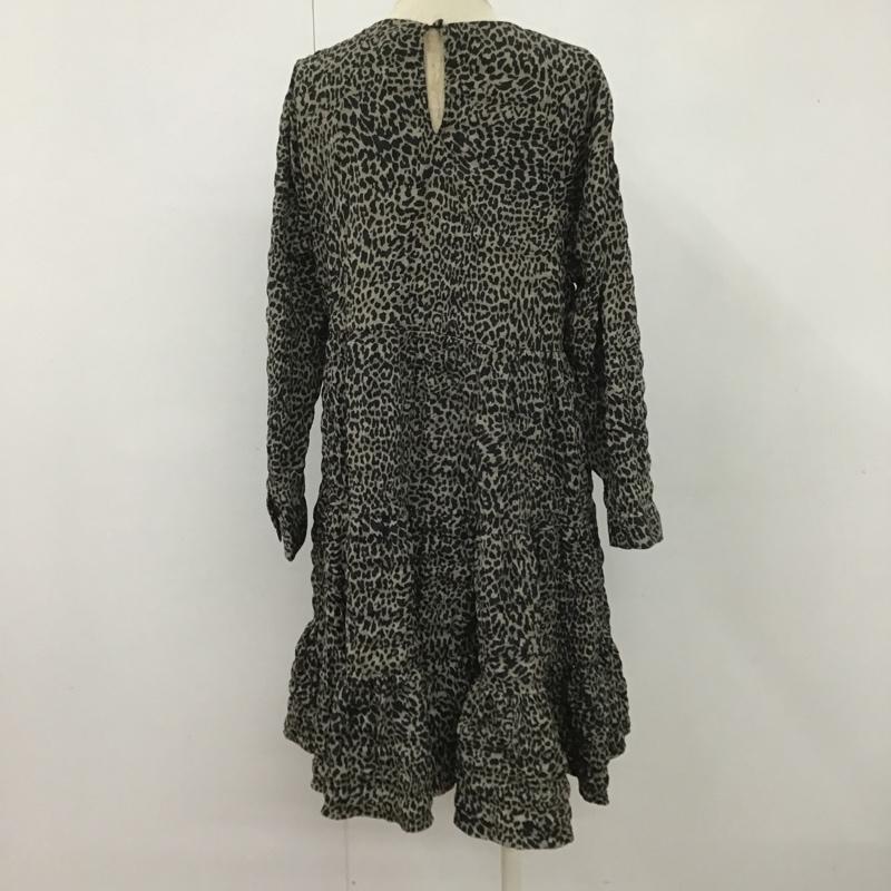 ザラ ZARA ワンピース ひざ丈スカート 5216 048 806 ティアードワンピース S ヒョウ柄・レオパード柄 黒 / ブラック / X ベージュ / ベージュ /  レディース USED 古着 中古 10107158
