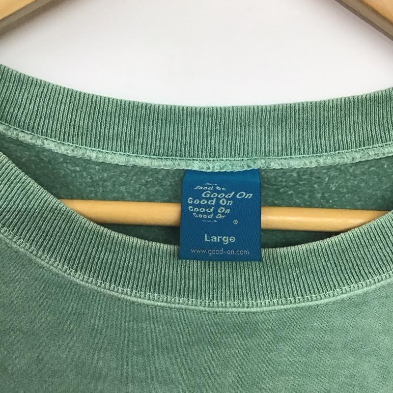 グッドオン Good On トレーナー 長袖 長袖トレーナー スウェット クルーネック プルオーバー L 無地 緑 / グリーン /  メンズ USED 古着 中古 10142400
