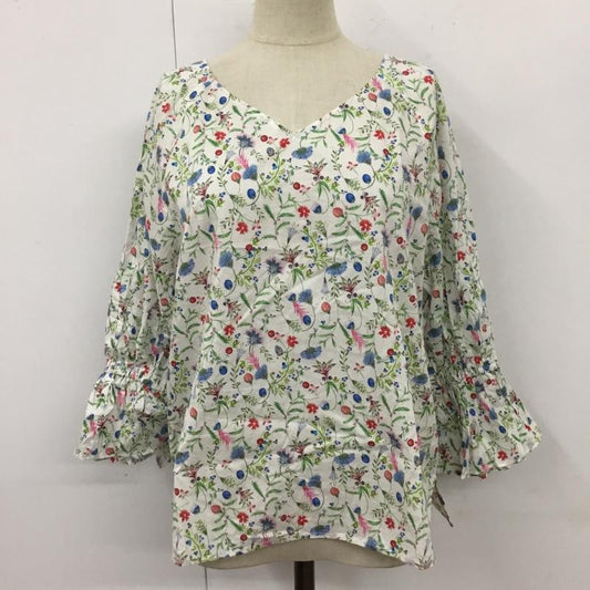 ナチュラルビューティーベーシック NATURAL BEAUTY BASIC シャツ、ブラウス 長袖 017-7210871 リバティキャンディスリーブブラウス 長袖シャツ ノーカラーシャツ M 総柄 マルチカラー / マルチカラー /  レディース USED 古着 中古 10110314
