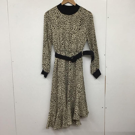 セシルマクビー CECIL McBEE ワンピース ロングスカート 長袖ロングワンピース フレアスカート ウエスト切り替え M ヒョウ柄・レオパード柄 マルチカラー / マルチカラー /  レディース USED 古着 中古 10138307