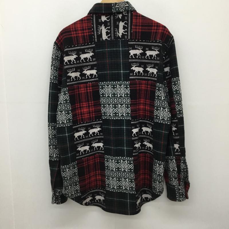 ビームス BEAMS シャツ、ブラウス 長袖 ジャガード パッチワーク ガイド シャツ M 総柄 黒 / ブラック / X 赤 / レッド / X 緑 / グリーン /  メンズ USED 古着 中古 10138384