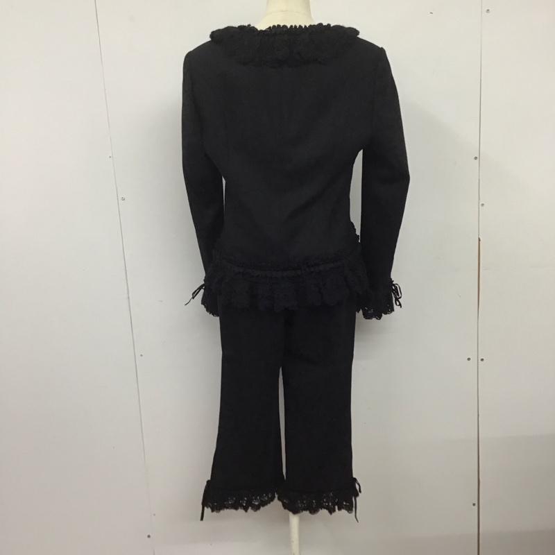 ピンクハウス PINK HOUSE セットアップ セットアップ P0103FJ01 P0103FP03 襟レース 裾レース ジャケット パンツ 七分丈パンツ L 無地 黒 / ブラック /  レディース USED 古着 中古 10144434