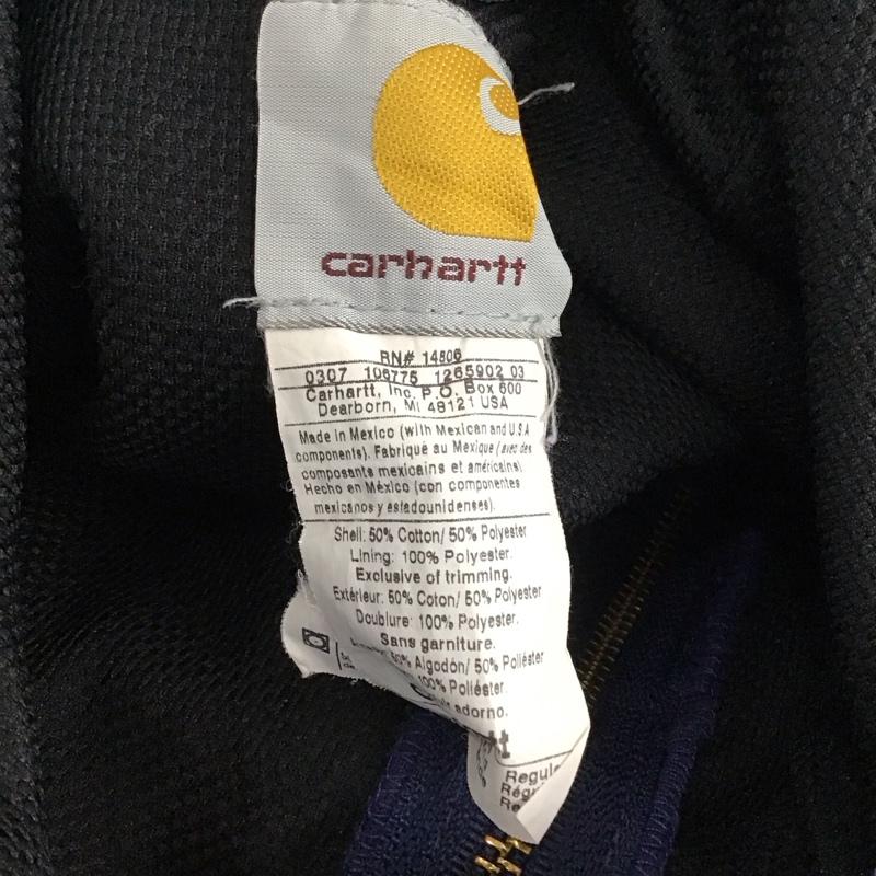 カーハート Carhartt パーカー 長袖 ジップアップパーカー 長袖パーカー フード付きパーカー L ロゴ、文字 紺 / ネイビー /  メンズ USED 古着 中古 10116651