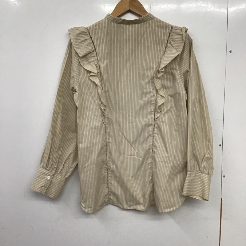 センスオブプレイス SENSEOFPLACE シャツ、ブラウス 長袖 AA36-23S006 ストライプフリルブラウス FREE ストライプ ベージュ / ベージュ / X 白 / ホワイト /  レディース USED 古着 中古 10138944