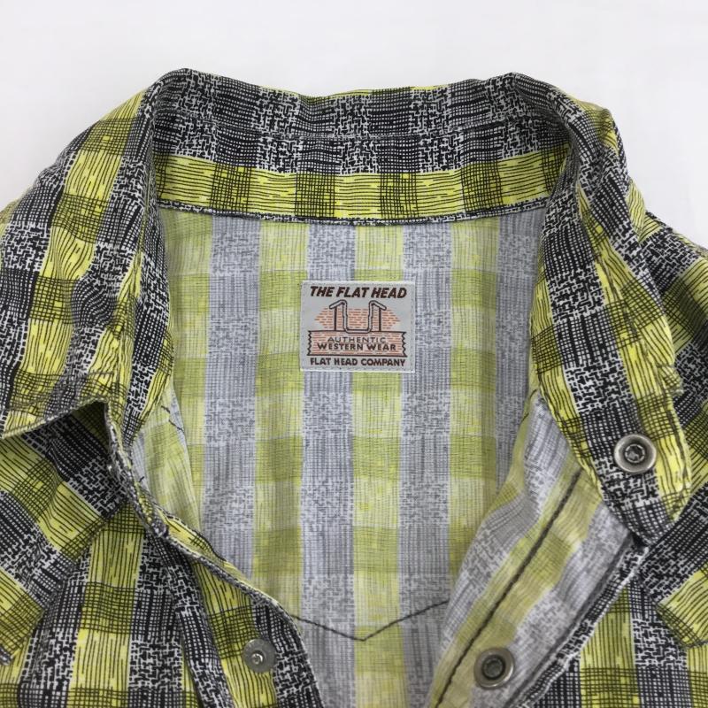 フラットヘッド The Flat Head シャツ、ブラウス 長袖 THE FLAT HEAD レーヨンウレタンチェックシャツ　CW-01W 38 チェック 黄 / イエロー / X 黒 / ブラック /  メンズ USED 古着 中古 10129219