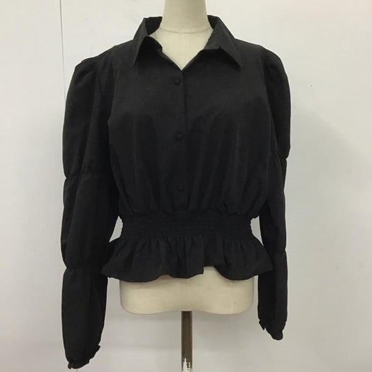 ザラ ZARA シャツ、ブラウス 長袖 8351 249 800 シャーリング XL 無地 黒 / ブラック /  レディース USED 古着 中古 10112047