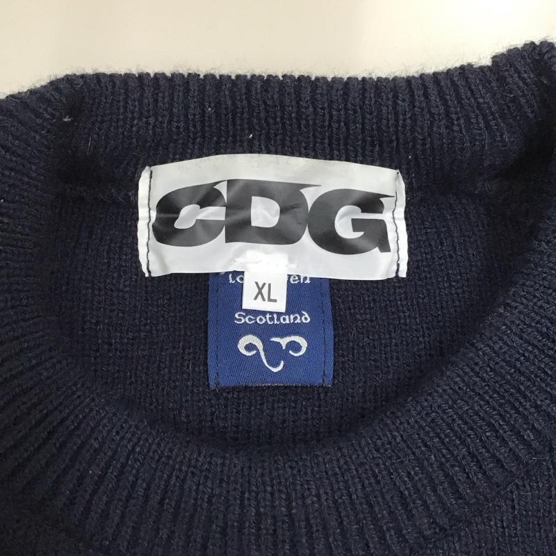 コムデギャルソン COMME des GARCONS ニット、セーター 長袖 長袖ニットカットソー ニット セーター クルーネックニット XL ロゴ、文字 紺 / ネイビー /  メンズ USED 古着 中古 10122684