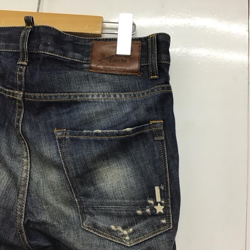 レイン Reign パンツ デニム、ジーンズ デニムパンツ スリムパンツ カジュアルパンツ 29インチ ダメージ加工 インディゴ / インディゴ /  メンズ USED 古着 中古 10150082