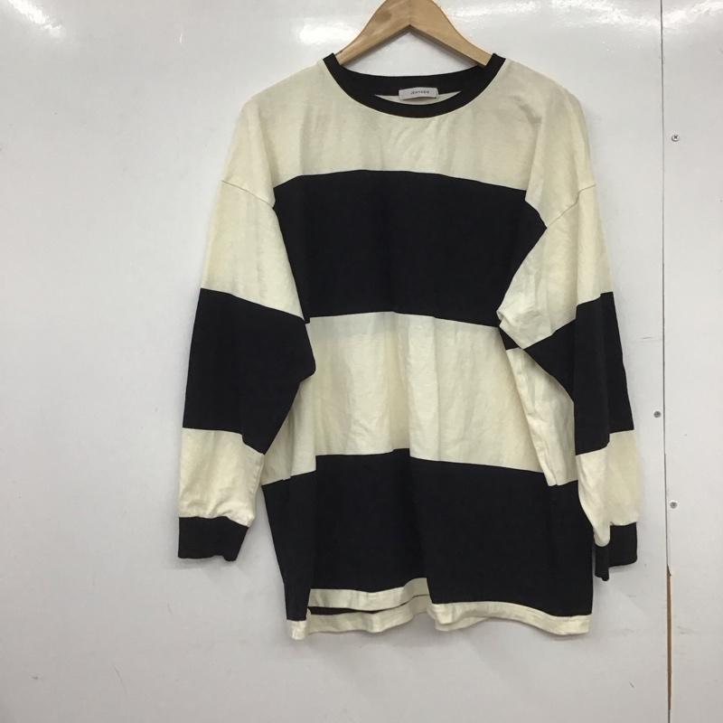 ジーナシス JEANASIS Tシャツ 長袖 FREE ボーダー柄 白 / ホワイト / X 黒 / ブラック /  レディース USED 古着 中古 10149363