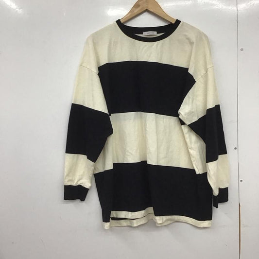 ジーナシス JEANASIS Tシャツ 長袖 FREE ボーダー柄 白 / ホワイト / X 黒 / ブラック /  レディース USED 古着 中古 10149363