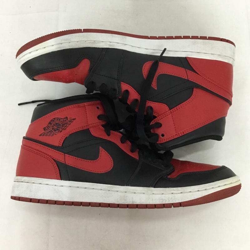 ナイキ NIKE スニーカー スニーカー 554724-074 AIR JORDAN 1 MID 26cm 26.0cm ロゴ、文字 黒 / ブラック / X 赤 / レッド /  メンズ USED 古着 中古 10136292