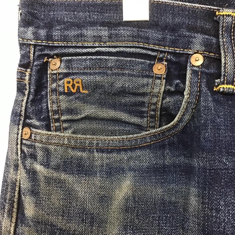 ダブルアールエル RRL パンツ デニム、ジーンズ デニムパンツ ストレートパンツ ワイドパンツ カジュアルパンツ ダメージ加工 32インチ 無地 インディゴ / インディゴ /  メンズ USED 古着 中古 10109310