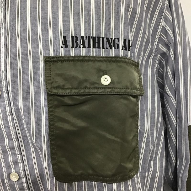 アベイシングエイプ A BATHING APE シャツ、ブラウス 長袖 長袖シャツ カラーシャツ ポケットシャツ 長袖カットソー ストライプシャツ XXL ストライプ マルチカラー / マルチカラー /  メンズ USED 古着 中古 10124705