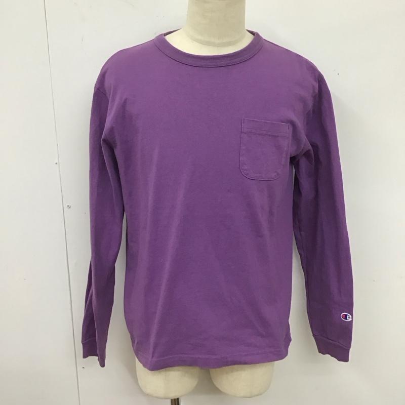 チャンピオン Champion カットソー 長袖 長袖カットソー クルーネックカットソー ロングスリーブカットソー プリントTシャツ M 無地 紫 / パープル /  メンズ USED 古着 中古 10124192