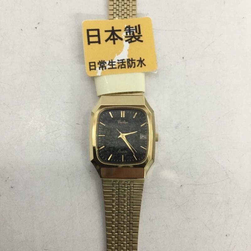 クロトン CROTON 腕時計 アナログ（クォーツ式） RT-126L-1 日本製 ロゴ、文字 金 / ゴールド / X 黒 / ブラック /  レディース USED 古着 中古 10134405