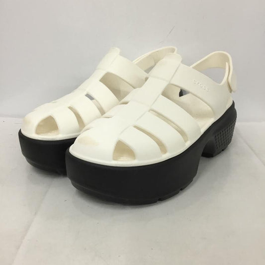クロックス crocs サンダル サンダル ストンプ フィッシャーマンサンダル 厚底 M9 ロゴ、文字 白 / ホワイト / X 黒 / ブラック /  メンズ USED 古着 中古 10137384