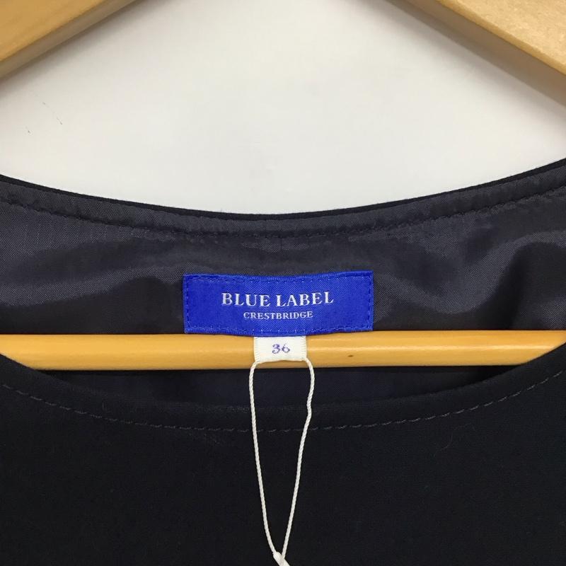 ブルーレーベル・クレストブリッジ BLUE LABEL CRESTBRIDGE ワンピース ひざ丈スカート タグ付 36 無地 紺 / ネイビー /  レディース USED 古着 中古 10151202