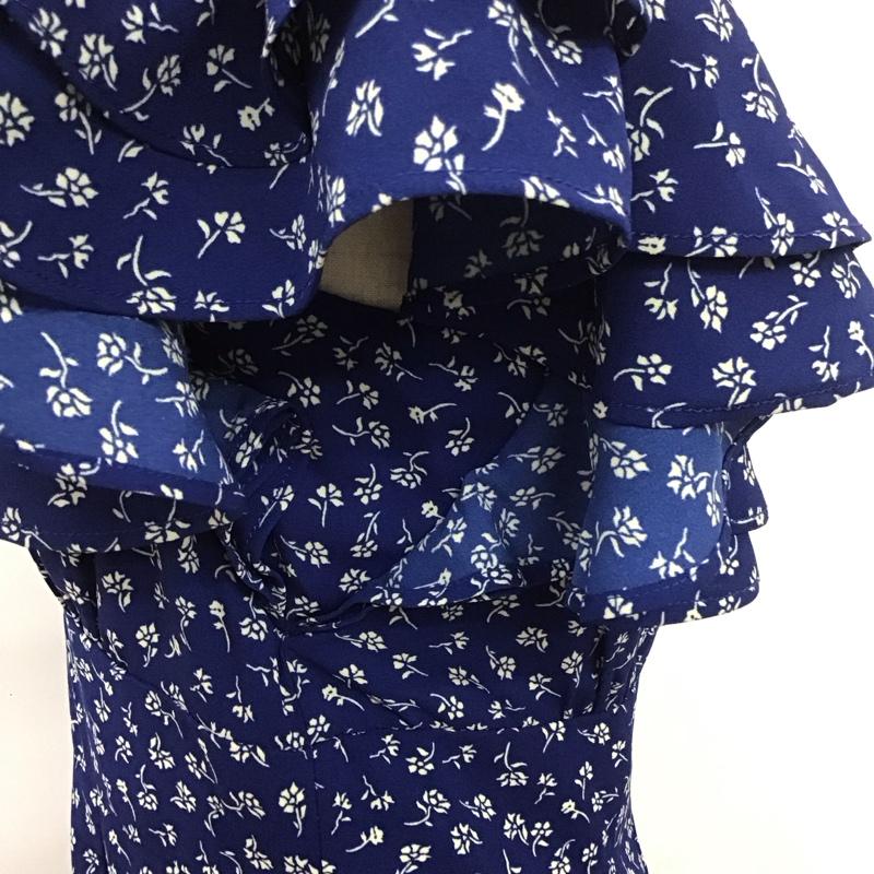 スライ SLY ワンピース ロングスカート 030FSR33-4720 TINY FLOWER FRILL OP Vネック タグ付き 1 花柄 紺 / ネイビー /  レディース USED 古着 中古 10108231